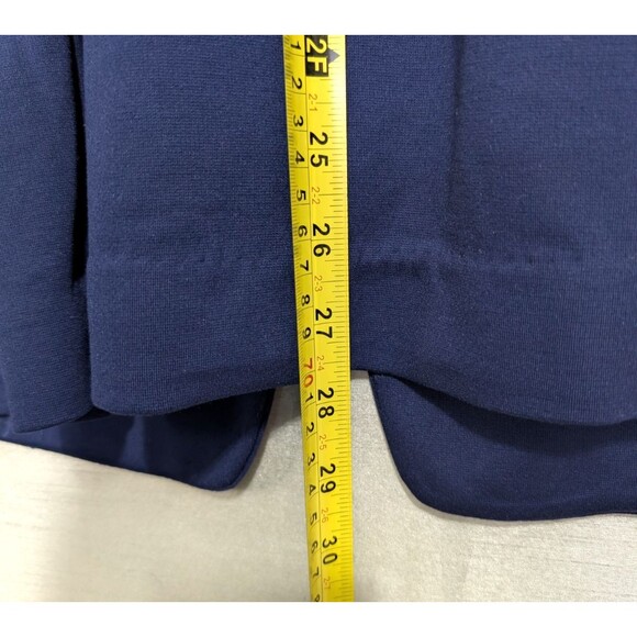 Susan Graver Size 12 Ponte Knit Blue Blazer with Black Faux Leather Trim Career - Picture 8 of 16